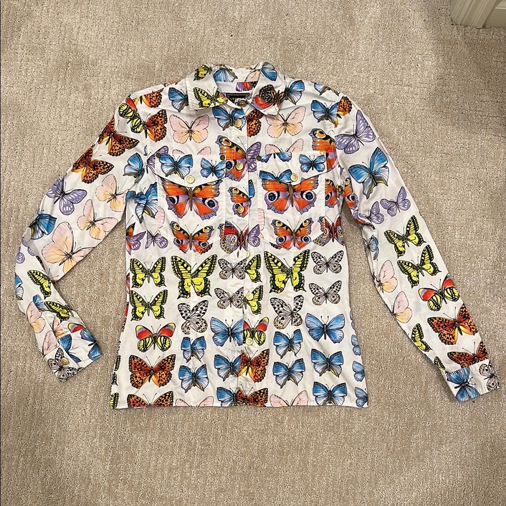 Versace Colorful Butterfly Print Shirt